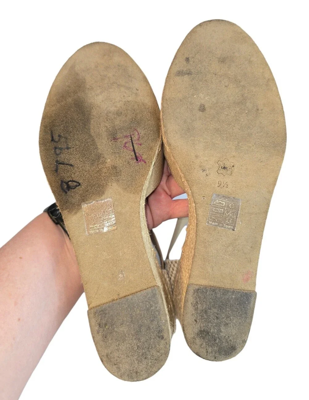André Assous Erika Espadrille Wedge Sandals Tan Size 9.5 Made in Spain